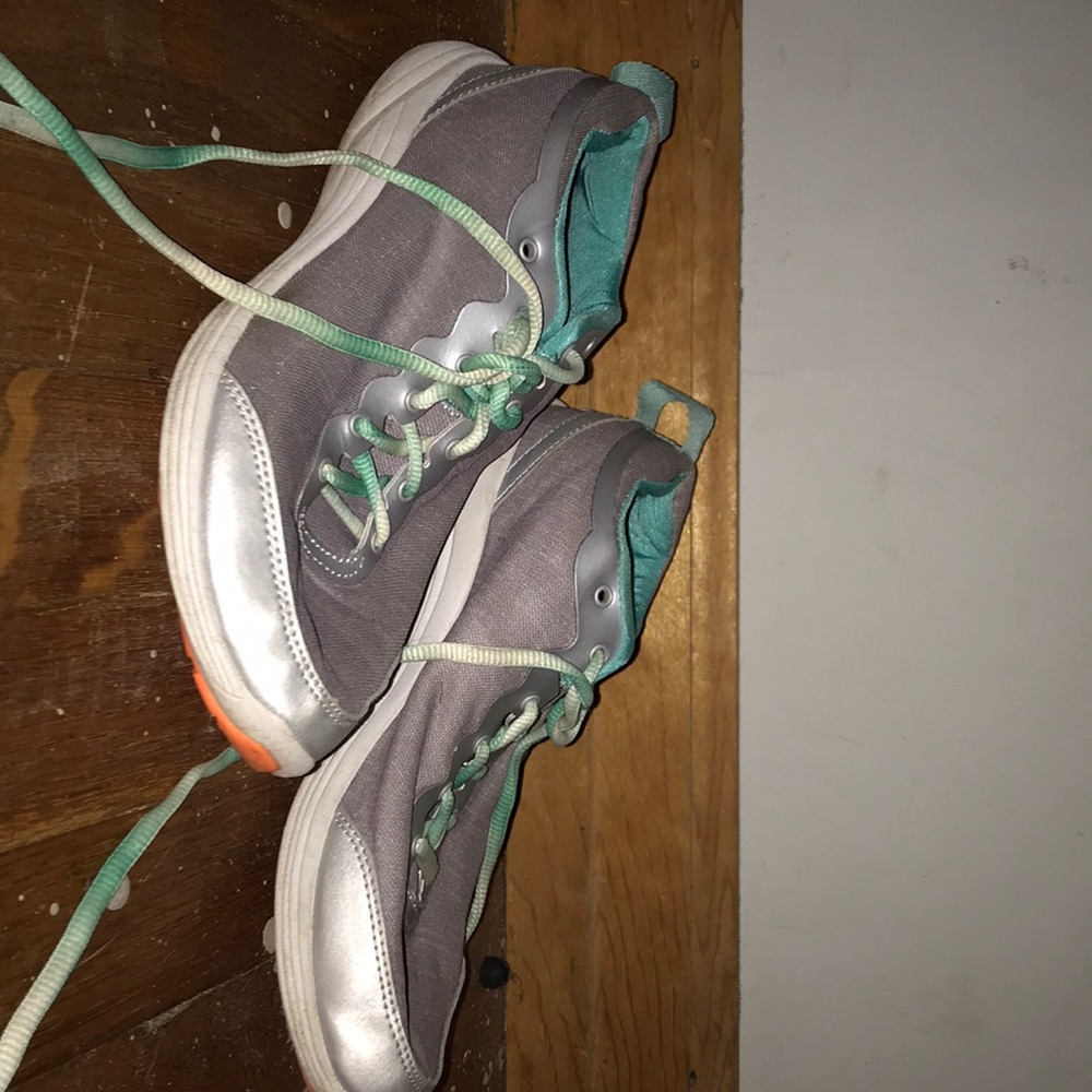 Gray running sneakers